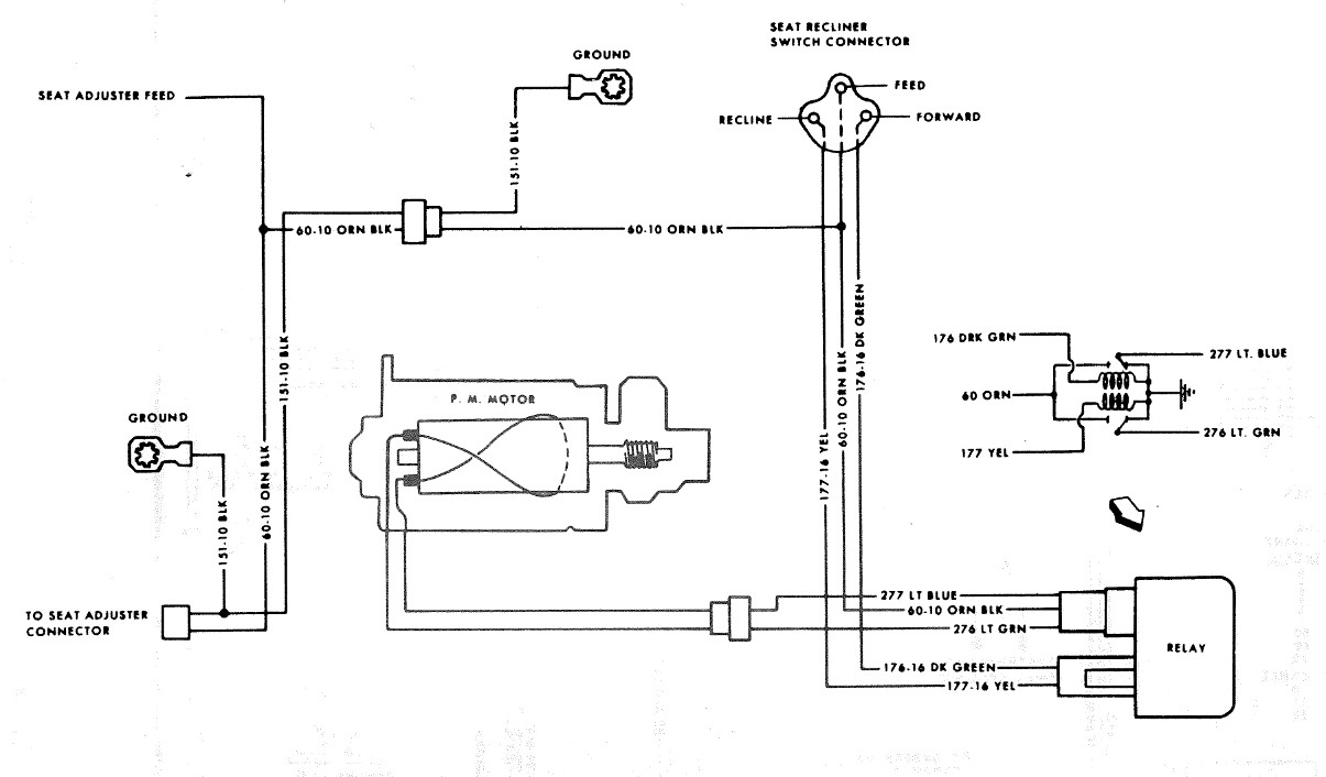 Power Seat Back Recliner Wiring Circuit. 1977