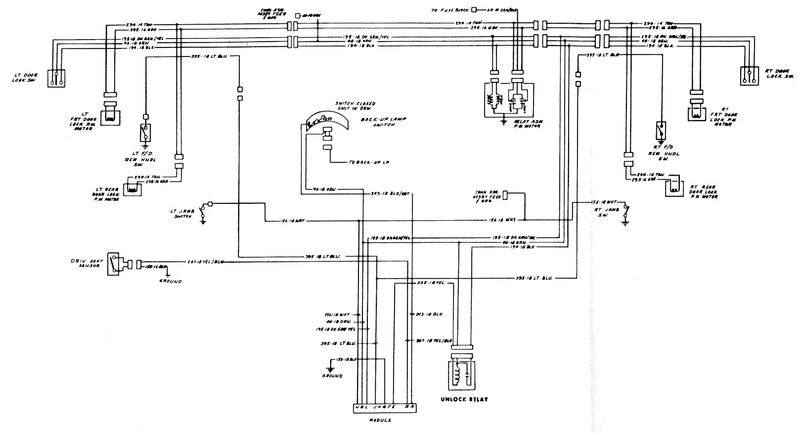 Power Door Locks Wiring Circuit (Automatic). 1977